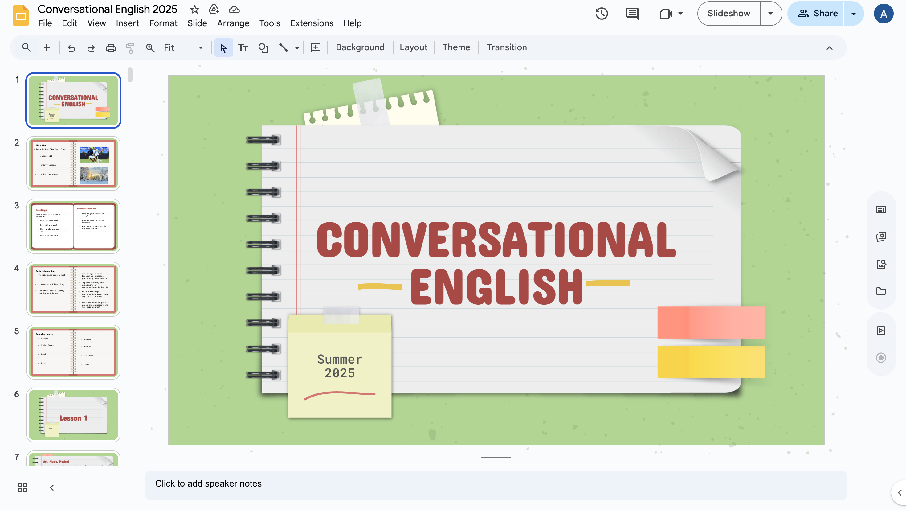 Student participating in an online English lesson.